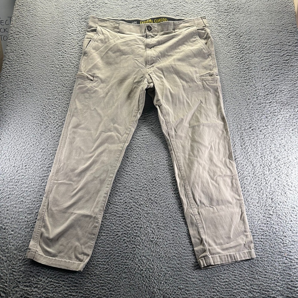Lee Extreme Comfort Pant Mens 40x30 Brown Cotton Cargo Stretch Utility Workwear